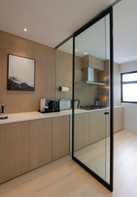 Check out this Minimalist-style HDB Kitchen and other similar styles on Qanvast. Service Yard, Hdb Kitchen, No Upper Cabinets, Wet Kitchen, Dry Kitchen, Open Kitchen And Living Room, Japandi Interiors, Interior Design Singapore, Stylish Interior Design