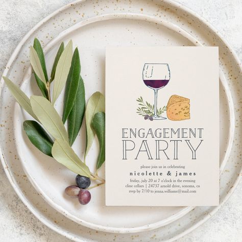 Engagement Party At Winery, Wine And Cheese Engagement Party, Wine And Cheese Party Invitations, Wine Engagement Party, Vineyard Engagement Party, Italian Theme Engagement Party, Winery Engagement Party, Summer Engagement Party Themes, Wine Themed Engagement Party