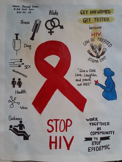 Aids Day Poster Competition, Poster On Aids Awareness, Aids Day Poster Design, Poster Virus Hiv, World Aids Day Poster Drawing, Hiv Aids Art Poster Drawing, Hiv Aids Art Poster, Handmade Poster Ideas, Poster Hiv Aids