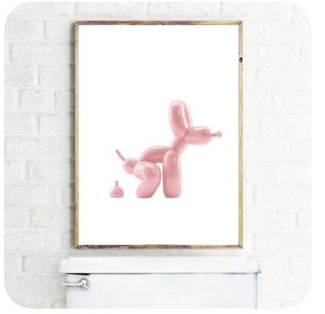 Pop Art Bathroom, Apartment Pictures, Bathroom Pink, Gallery Interior, Dog Bathroom, Dog Pop, Dog Pop Art, Picture Canvas, Picture Painting