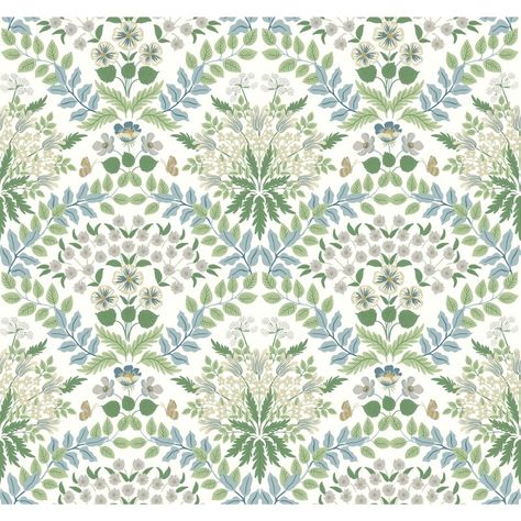 Rifle Paper Co. Bramble 27' L x 27" W Smooth Wallpaper Roll & Reviews | Wayfair Blue Background Wallpapers, York Wallpaper, Floral Pattern Design, York Wallcoverings, Background Wallpapers, Bramble, Leaf Wallpaper, Burke Decor, Woven Paper