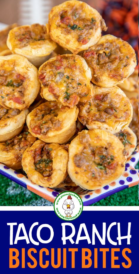 Ranch Biscuits, Mexican Appetizer, Beef Taco Seasoning, Biscuit Bites, Ground Beef Taco Seasoning, Football Friday, Ground Beef Taco, Mexican Appetizers, Recipe Mexican