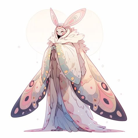 Moth Fantasy Creature, Butterfly Wings Character Design, Butterfly Human Art, Butterfly Wing Character Design, Alien Inspiration Character Design, Moth Themed Character, Human Moth Oc, Moths As Humans, Moth Creature Art