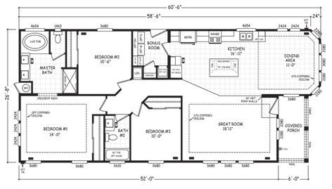 Riverbend Double Wide Double Wide Mobile Homes, Building A Wooden House, Mobile Home Doublewide, Double Wide Mobile Home, Cottage Floor Plans, Granny Flats, Manufactured Homes, Sims Building, Building Homes