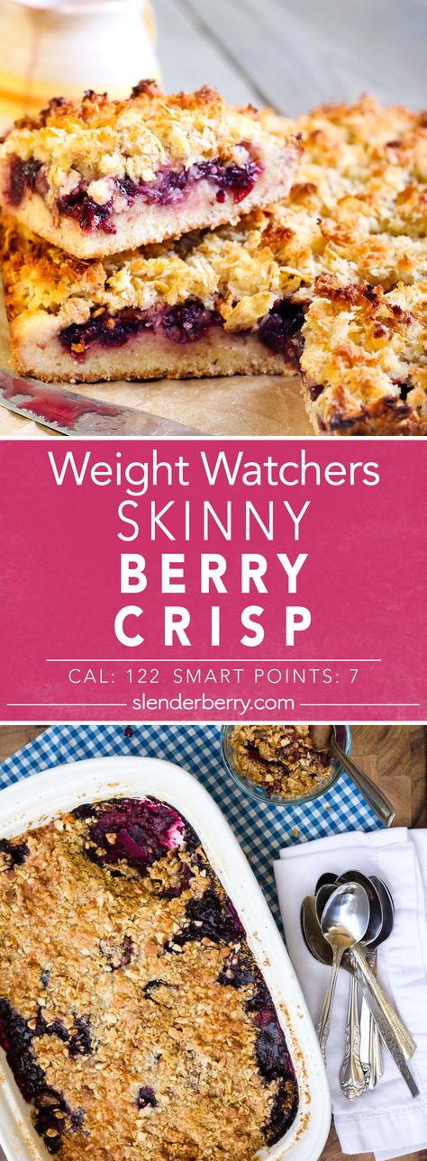 Berry Crisp Recipe, Health Dessert Recipes, Sugar Free Vanilla Pudding, Weight Watchers Menu, Low Cal Dessert, Berry Crisp, Old Fashioned Oats, Smart Points Recipes, Weight Watchers Snacks