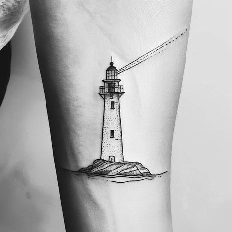 Embrace the beacon of hope etched in ink, symbolizing guidance through life's rocky trials. This meticulously detailed lighthouse tattoo, with its fine lines and shading, stands proud on skin. Let it inspire you to navigate your journey with steadiness and light. Save this beacon and follow for more art that guides and enlightens. #LighthouseTattoo #InkArt #TattooInspiration #Guidance #Hope #ArtOnSkin #SkinDeep #Aiimage Lighthouse Leg Tattoo Sleeve, Stormy Lighthouse Tattoo, Lighthouse Fine Line Tattoo, Light House Tattoo Minimalist, Lighthouse Drawing Tattoo, Realistic Lighthouse Tattoo, Light House Tattoo Design, Simple Lighthouse Tattoo, Lighthouse Tattoo For Women