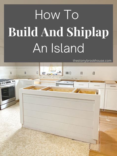 Building A Kitchen Island, One Wall Kitchen With Island, Kitchen Island Trim, Kitchen Color Scheme, Build Kitchen Island, Kitchen Decor Hacks, Shiplap Kitchen, Panel Walls, Kitchen Center Island