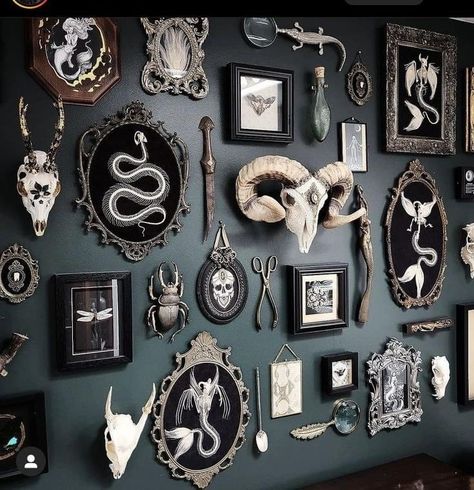 Whimsigothic Home Bedroom, Gothic Gallery Wall, Whimsigothic Home, Goth Bedroom, Gothic Interior, Dark Home Decor, Goth Home, Goth Home Decor, Dark Home