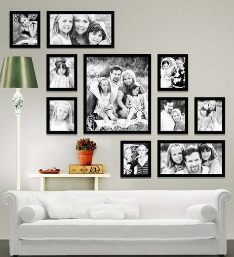 Family Photo Wall Collage, Wall Photo Collage, Family Photos Wall Decor, Picture Wall Living Room, Photo Collage Frame, Family Gallery Wall, Frame Wall Collage, 3d Snowflakes, Gallery Wall Layout