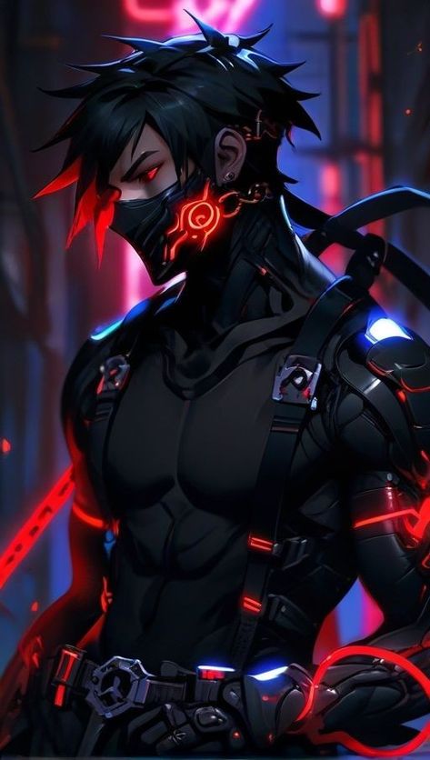 Dark Ninja Wallpaper, Ninja Character Art Male, Black Ninja Wallpaper, Black Ninja Art, Cyberpunk Mask Concept Art, Cyberpunk Red Character, Dark Cyberpunk Aesthetic, Male Wallpapers, Cyberpunk Assassin