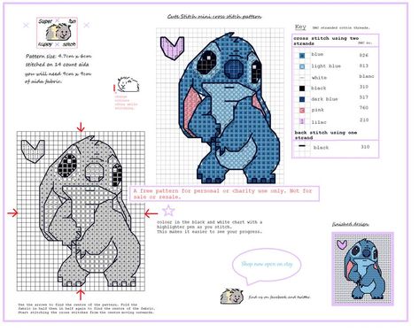 Cute stitch free cross stitch pattern by squirrelystitcher on DeviantArt Free Cross Stitch Pattern, Free Cross Stitch Charts, Disney Cross Stitch Patterns, Lilo Et Stitch, Pola Kristik, Disney Cross Stitch, Cute Stitch, Pola Sulam, Cross Stitch Bookmarks