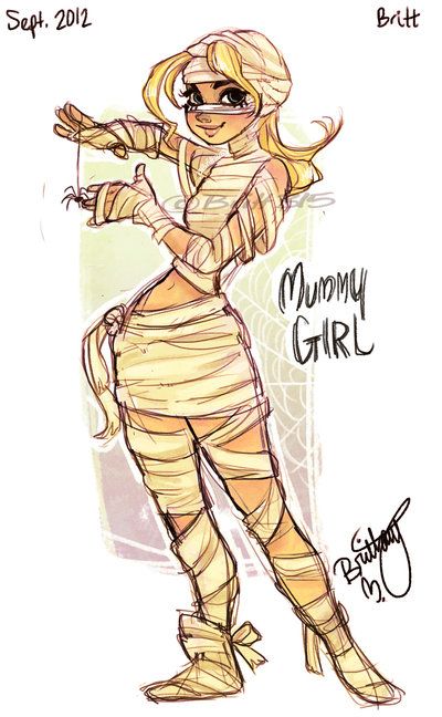 Mummy Pose Reference, Mummy Oc Art, Mummy Reference, Mummy Pose, Halloween Costume Drawing, Mummy Dnd Character, Mummy Character Art, Mummy Character Design, Brittany Costume