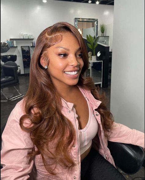 Light Brown Lace Front Wigs Black Women, Ginger Brown, Frontal Wig Hairstyles, Sew In Hairstyles, Birthday Hairstyles, Wig Styling, Glueless Wigs, Frontal Hairstyles, Hair Ponytail Styles