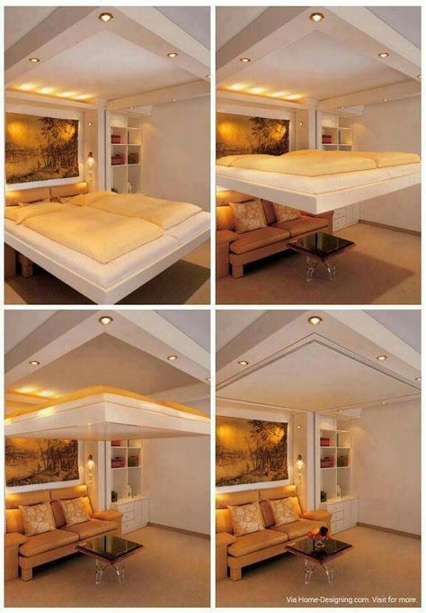 Bed/ roof Apartemen Studio, Design Ložnic, Beds For Small Rooms, Space Saving Beds, Murphy Bed Plans, Hidden Bed, Eco Friendly Furniture, Decor Studio, Murphy Beds