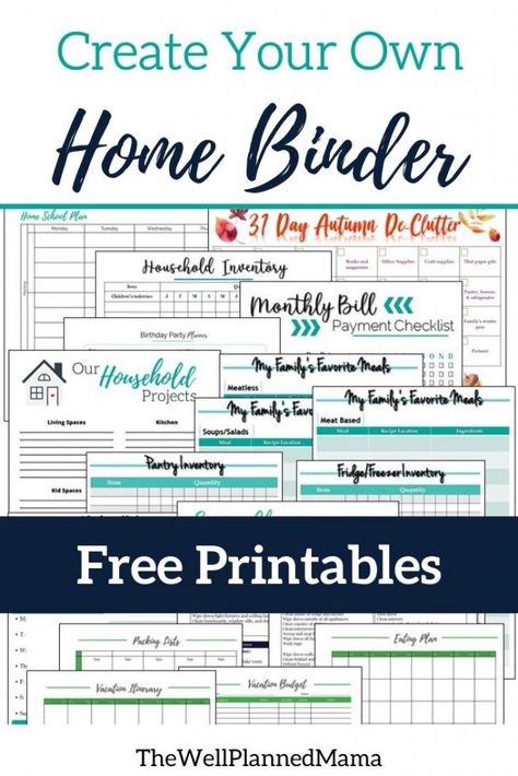 Family Binder Free Printables Emergency Preparedness, New Home Binder Free Printables, Printable Lists Organizing, Family Binder Ideas, Home Budget Printables Free, House Management Printables, Free Home Organization Printables, Life Planning Binder, Home Emergency Binder Free Printables