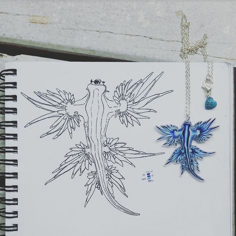 Glaucus Atlanticus Tattoo, Nudibranch Tattoo, Blue Dragon Sea Slug, Dragon Sea Slug, Blue Glaucus, Blue Sea Slug, Sea Creature Jewelry, Glaucus Atlanticus, Underwater Drawing