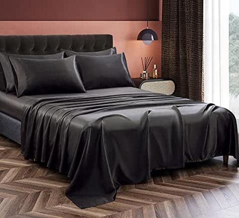 Amazon.com: thx silk sheets - International Shipping Eligible Black Satin Sheets, Best Cooling Sheets, Satin Bed, Silk Bed Sheets, Silk Bedding Set, Silk Sheets, Satin Bedding, Satin Sheets, King Sheets