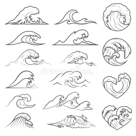 Ocean waves collection. Sea storm wave isolated. Waves, water elements set. Natu #Sponsored , #SPONSORED, #SPONSORED, #collection, #Ocean, #waves, #Sea Zee Tattoo, Tato Maori, Wave Tattoo Design, Wave Drawing, Sea Storm, Sea Tattoo, Water Tattoo, Waves Vector, Wave Tattoo