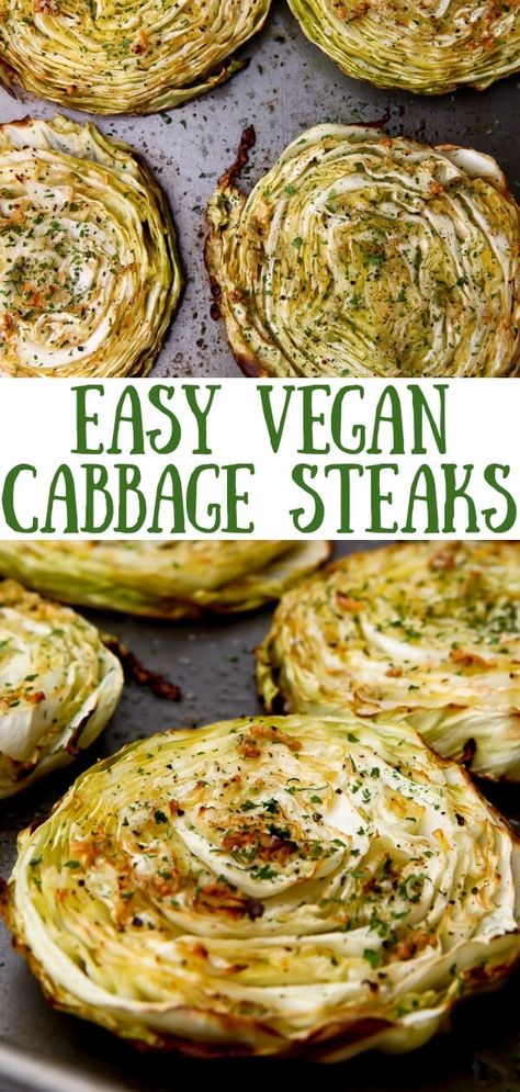 Vegan Cabbage Recipes, Roasted Cabbage Recipes, Cabbage Steaks Recipe, Vegan Cabbage, Roasted Cabbage Steaks, Cabbage Steaks, Roasted Cabbage, Cabbage Recipe, Plant Based Diet Recipes