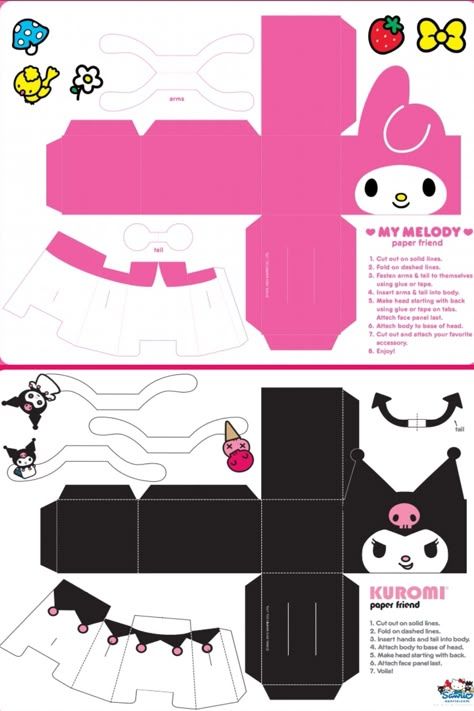 Hello Kitty Keroppi, Kitty Crafts, Paper Doll Printable Templates, Hello Kitty Printables, Hello Kitty Birthday Party, Paper Dolls Clothing, Paper Dolls Diy, Doll Template, Hello Kitty Crafts