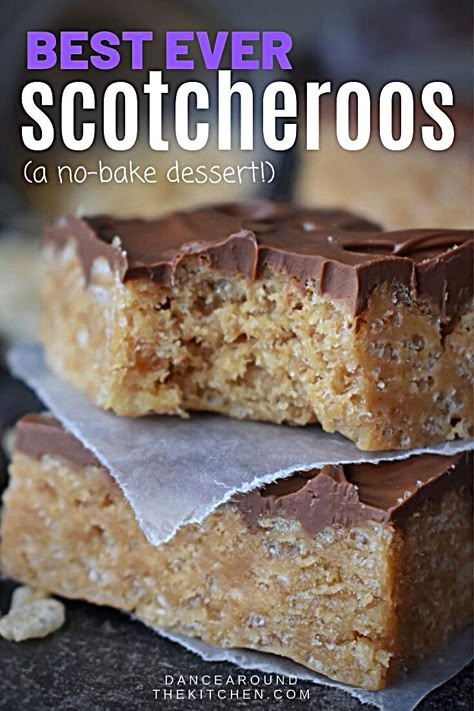 Scotch A Roos, Snickers Torte, Scotcheroos Recipe, Nobake Dessert, Oreo Bars, Caramel Cookies Bars, Desserts Bars, Caramel Cookies, Bars Cookies