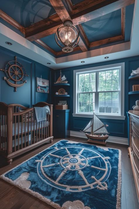 29 Nursery Room Ideas for a Boy: Unique and Adorable Designs 1 Nautical Baby Room, Pirate Nursery, Toddler Bedroom Ideas, Maximalist Living Room, Maritime Decor, Classic Nursery, Nursery Room Ideas, Space Themed Nursery, Baby Room Themes