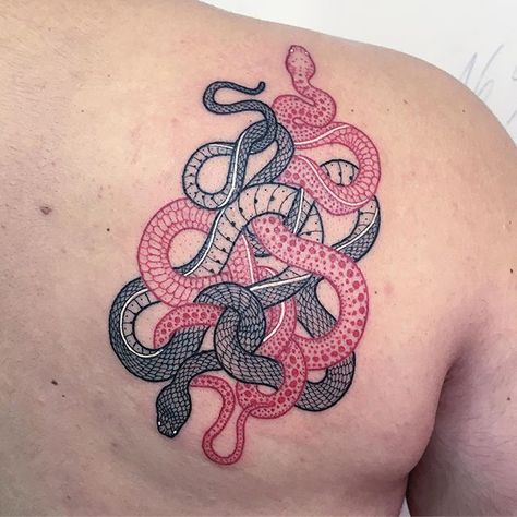 #red & #black • Thank you Mayk • Done @satatttvision • For Booking/Inquiries email me at satatttvision@gmail.com Snake Outline Tattoo, Tattoo Red And Black, Snake Outline, Red Dragon Tattoo, Small Dragon Tattoos, Tattoo Red, Outline Tattoo, Vegan Tattoo, Dragon Tattoo For Women