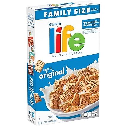 Amazon.com: Quaker Life Original Cereal, 22.3OZ Box Life Cereal, Whole Grain Foods, Free Coupons By Mail, Quaker Oats, Coupons By Mail, Grocery Cart, Grocery Shopping List, Vegan Grocery, Oats And Honey