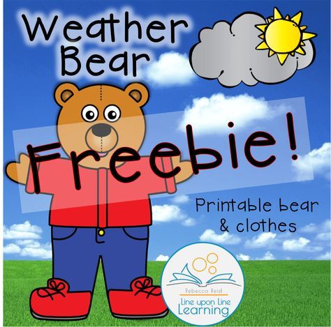 The weather bear Grandma sent needed to retire, so we created a brand new weather bear, and I want to share it with you too! Preschool Weather Theme, Math Activity For Preschool, Weather Song, Teaching Weather, Preschool Calendar, Weather Books, Math Worksheets For Kids, Preschool Weather, Seasons And Weather