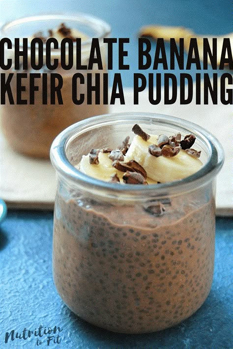 Chocolate Banana Kefir Chia Pudding Milk Kefir Recipes, Chia Recipes, Vegan Chocolate Mousse, Kefir Recipes, Chia Recipe, Milk Kefir, Chia Pudding Recipes, Prebiotics And Probiotics, Healthy Snacks Easy