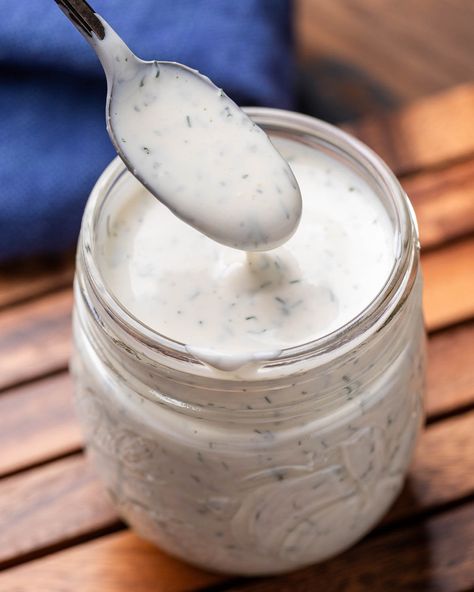 Creamy buttermilk ranch dressing is better than anything in a bottle and takes only 5 minutes to make! Serve on salads, or as a dip with veggies, wings, and chips! #ranchdresssing #dressingrecipes #ranch Making Ranch Dressing, Dip With Veggies, Homemade Buttermilk Ranch Dressing, Buttermilk Ranch Dressing Recipe, Homemade Buttermilk Ranch, Diy Salad Dressing, Hidden Valley Ranch Dressing, Buttermilk Ranch Dressing, Homemade Italian Dressing