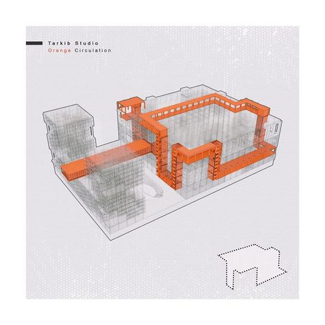 Hybrid building by tarkib studio Landscape Architecture Diagram, Form Architecture, Architecture Diagrams, Perspective Drawing Architecture, Conceptual Architecture, Architecture Concept Diagram, Architectural Section, Concept Diagram, Architecture Concept Drawings