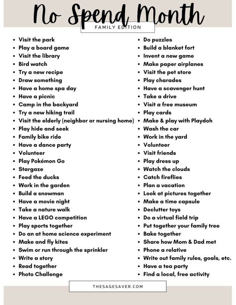 no spend month ideas 6 Week Holiday Ideas, No Spend Activities September, No Spend Activities January, No Spend Days Ideas, No Spend Activities August, Spend Free Month, No Spend Weekend Ideas, No Spend Date Night Ideas, January To Do List Ideas