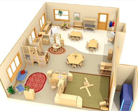 I like the layout of this classroom. But I would like to make my classroom very colorful. Daycare Floor Plans, Daycare Rooms Setup, Preschool Layout, Montessori Classroom Layout, Toddler Daycare Rooms, Kindergarten Classroom Design, Classroom Floor Plan, Preschool Classroom Layout, Daycare Room Design