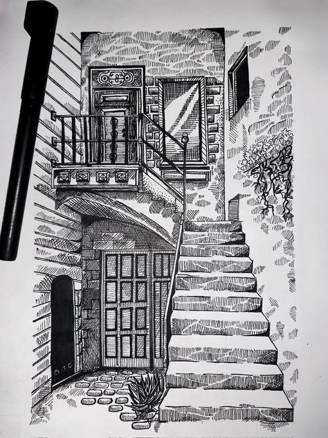 Micron Pen Art, Kunstjournal Inspiration, Fineliner Art, Ink Pen Art, Architecture Drawing Sketchbooks, Pen Art Work, Pen Art Drawings, Architecture Drawing Art, 수채화 그림