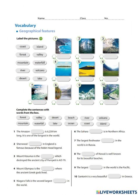 Geographical Features Worksheet, Active And Passive Voice, Worksheets For Grade 3, Geographical Features, English Exercises, 9th Grade, Body Systems, 7th Grade, School Subjects