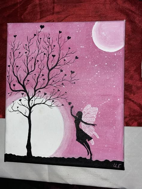 Pink Art Canvas, Gold And Pink Painting, Pink Background Painting Ideas, Pink Painting Acrylic, Pink Things To Paint On Canvas, Pink Background Painting Easy, Easy Things To Paint Pink, Pink Acrylic Painting Ideas, Cute Pink Paintings On Canvas