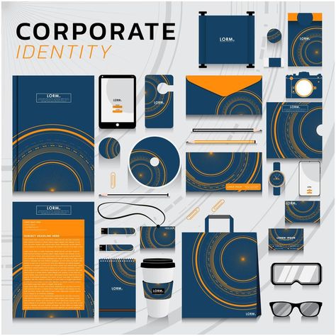 Cooperate Identity Design, Tech Corporate Design, Tech Company Branding Visual Identity, Corporate Identity Design Branding, Blue And Orange Design, Corporate Branding Design, Corporate Design Inspiration, Brand Stationary, Corporate Identity Inspiration