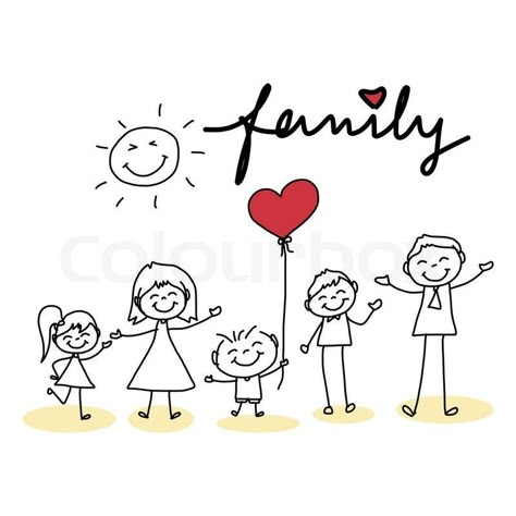 Family Picture Drawing, 가족 일러스트, Stick Drawings, Stick Figure Family, Stick People, Stick Figure Drawing, Family Drawing, Drawing Cartoon Characters, Family Theme