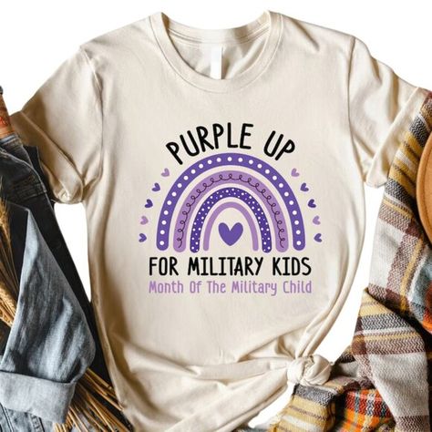 Purple Up For Military Kids Shirt Awareness Tee Appreciation Shirt GILDAN Mom Appreciation, Travel Apparel, Members Of The Family, Military Kids, Military Mom, Purple Rainbow, Show Appreciation, Awareness Shirt, Local Design