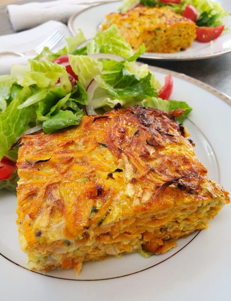 Sweet Potato And Veggie Recipes, Sweet Potatoes Zucchini Recipes, Sweet Potato Frittata Recipes, Vegetable Bakes Recipes, Sweet Potato Zucchini Bake, Savoury Sweet Potato Casserole, Sweet Potato And Zucchini Recipes, Vegetarian Egg Recipes, Zucchini Sweet Potato Recipes