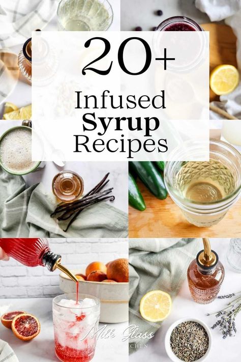 Give your next cup of coffee or lemonade a punch of flavor with these infused syrup recipes! They’re super simple to make and cost way less than the fancy stuff at the store. From herb-infused syrups and fruity options, there’s something for everyone! Cake Simple Syrup Flavors, Cocktail Syrups Homemade, Unique Coffee Syrup Flavors, How To Make Flavored Simple Syrups, Herb Simple Syrup, Infused Syrup Recipe, Cocktail Simple Syrup Recipes, Syrup Bottle Ideas, Diy Drink Syrup Recipes