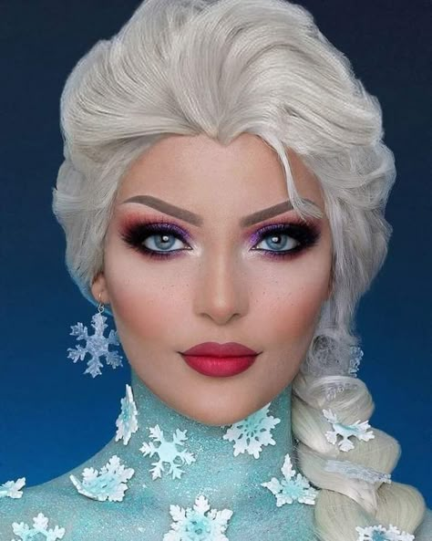 Disney Halloween Makeup, Elsa Makeup, Frozen Makeup, Disney Princess Makeup, Frozen Jr, Elsa Cosplay, Elsa From Frozen, Princess Makeup, Disney Hair