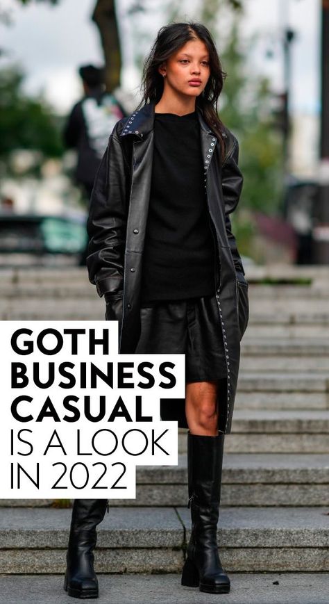 Welcome to the dark side. Goth can be chic and business casual at the same time. Who doesn't love an edgy outfit moment? #style #ootd #fashion Goth Business Casual, Modern Punk Fashion, Edgy Capsule Wardrobe, Clean Goth, Hybrid Fashion, Rocker Chic Outfit, Edgy Work Outfits, Edgy Fall Outfits, Black Outfit Edgy