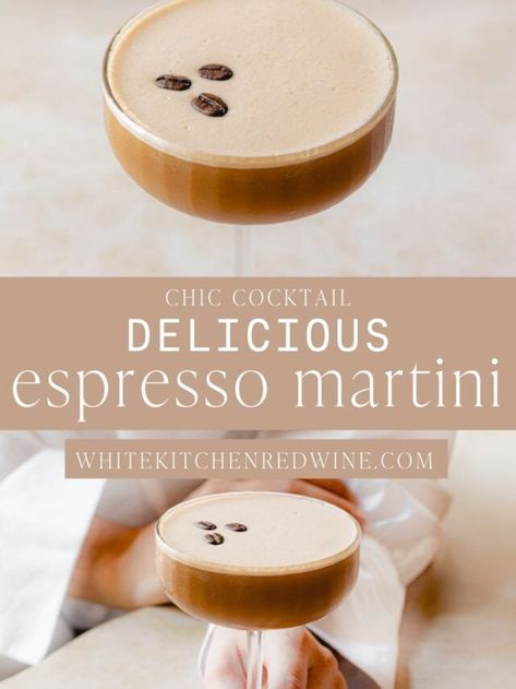 The Best SMOOTH Espresso Martini Recipe - White Kitchen Red Wine Espresso Martini With Baileys, Martini With Baileys, Creamy Espresso Martini, Fresh Drink Recipes, Homemade Espresso, Martini Recipes Easy, Espresso Martini Ingredients, Espresso Vodka, Martini Recipes Vodka