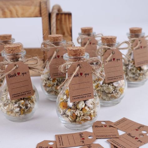 Pack of 10 Tea Party Favors Bulk, Personalized Rustic Wedding Gift for Guest, Glass Tea Jar Thank You Gifts for Your Guest (Chamomile Tea) Wedding Fun Ideas, Tea Wedding Favors, Bulk Party Favors, Rustic Wedding Gifts, Tea Party Favors, Bridesmaid Favors, Engagement Favors, 5 Year Anniversary, Tea Jar