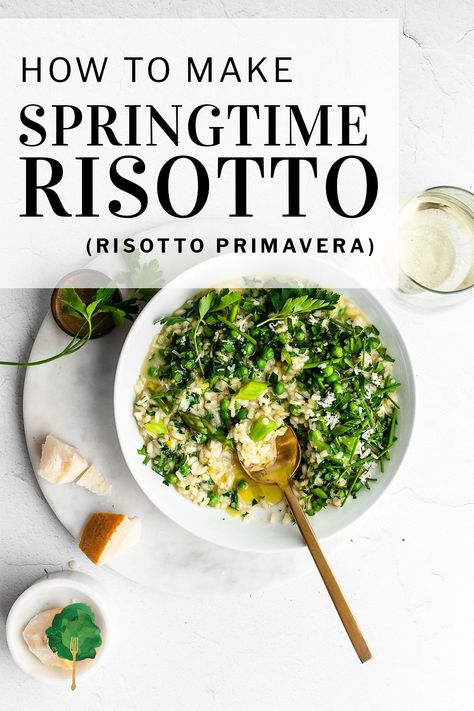 Dinner Recipes With Rice, Risotto Primavera, Spring Risotto, Einkorn Sourdough, Recipes With Rice, Spring Side Dishes, Primavera Recipe, Tender Asparagus, Easy Risotto