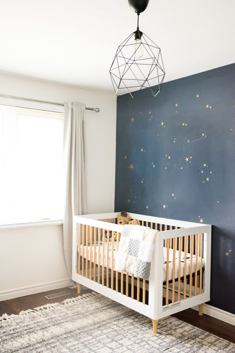 Diy Galaxy Wall, Night Sky Nursery, Galaxy Nursery, Galaxy Room, Night Nursery, Sky Nursery, Nursery Guest Room, Diy Galaxy, Sherwin Williams Paint