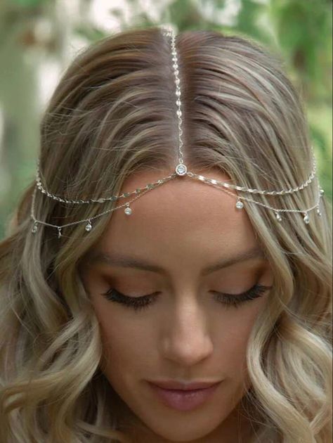 Head Chain Jewelry, Bride Head, Boho Bridal Dress, Performance Hairstyles, Prom Hair Accessories, Simple Bride, Bridal Headwear, Hair Chains, Bride Headpiece