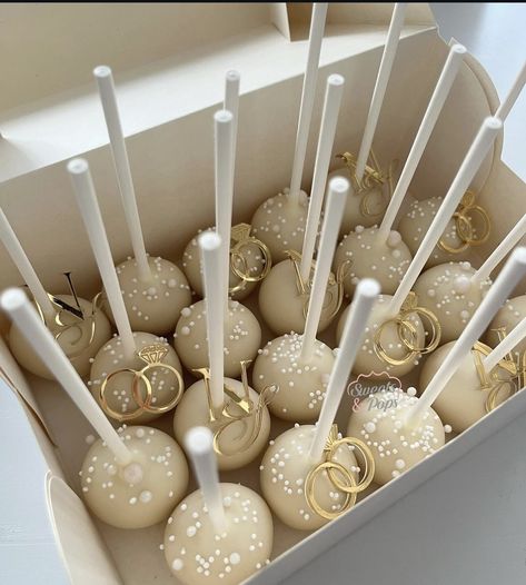 Engagement Sweet Table Ideas, Engagement Party Treats Sweet Tables, Engagement Themed Desserts, Engagement Treats Desserts, Neutral Color Cake Pops, Engagement Dessert Ideas, Cake Pop Wedding Ideas, Beige Cake Pops, Bridal Shower Cake Pops Ideas